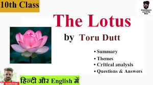 The Lotus By Toru Dutt Summary In Hindi Class 10th Poem The Lotus Rbse 10th English Syllabus Youtube