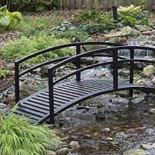 Black Metal Danbury Garden Bridge 8 Ft Double Arched Rails And A Classic Slatted Walking Surface 93l X Garden Bridge Design Garden Bridge Backyard Bridges