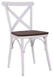 H) $129.00 stylewell donnelly white metal rectangular dining table for 6 with natural finish top (60 in. Rustic Cross Back Metal Modern Farmhouse Dining Chair With Wooden Seat Midcentury Dining Chairs By Ac Pacific Corporation