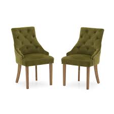 Velvet Dining Chair 2 Pieces Moss Green Cushioned Seat Wooden Home Furniture Dining Chairs Velvet Dining Chairs Oak Dining Chairs