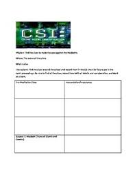 Indoor, outdoor and conveyance crime scenes all have still, these seven steps of a crime scene investigation remain no matter where or what the crime. Macbeth Crime Scene Investigation Activity By Miz Malowney Tpt