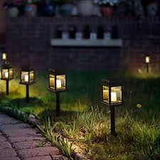 Gigalumi 8 Pack Solar Hanging Lantern Outdoor Candle Effect Light With Stake For Garden Patio Lawn Deck Umbrella Farmhouse Goals