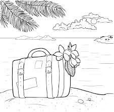 Coloring is not just for children or artists any longer. Suitcase With Plumeria On The Beach Coloring Page Stock Vector Illustration Of Suitcase Beach 144850602