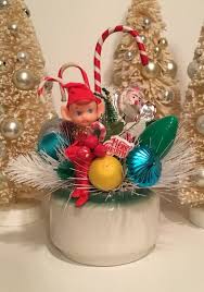 Kitschy Knee Hugger Elf Centerpiece Vintage Holiday Vintage Christmas Crafts Vintage Christmas Photos Elf Centerpieces