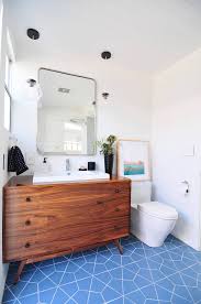 Bold Blue Tile Floor Midcentury Bathroom San Francisco By Fireclay Tile In 2020 Mid Century Modern Bathroom Modern Bathroom Black Tile Bathrooms