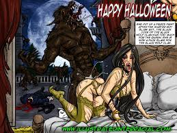 big breasts big penis blood breasts cum cum in pussy dark-skinned  male dark skin english text halloween illustrated-interracial interracial  interspecies penetration penis scars scratches text vaginal penetration  vampire werewolf