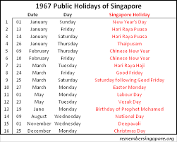 Singapore Public Holidays 1967 Holiday In Singapore National Holiday Calendar Today Calendar