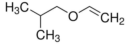 Chemical structural formula of Isobutyl Vinyl Ether (IBVE), AI generated