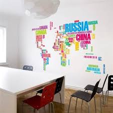 Colorful Letters World Map Wall Stickers For Living Room Study Room Bed World Map Wall Decal Map Wall Decal Map Wall Art Bedroom