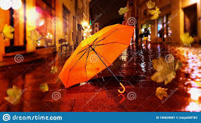 Photo About Autumn Rainy Evening City Light Umbrella On Street Road Falling Leaves Yellow Light Tallinn Estonia Tra Estonia Travel Tallinn Estonia City Lights