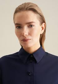 Women Shirt Blouse Uni dark blue