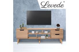 Quality commitment, safe material, factory price! Levede Tv Cabinet Entertainment Unit Stand Storage Drawer Wooden Shelf Oak 140cm Kogan Com