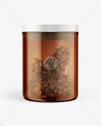 Amber Glass Jar W Weed Buds Mockup In Jar Mockups On Yellow Images Object Mockups
