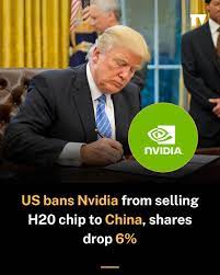 The U.S. government, under President Trump, has banned Nvidia from  exporting its H20 AI chip to China, requiring a special license due to  national security concerns, a restriction set to remain indefinitely.
