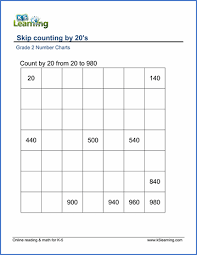 Grade 2 Skip Counting Worksheets Count By 20s K5 Learning