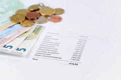 Euro Bill And Coins With Chart Stock Photo Image Of Debt