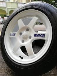 15 inch 5.5 jj pcd: Te37 15 Inch Sports Rim Myvi Tyre 70 Putih Putih Melati Brother Masuk Kereta Apa Pun Confirm Melokek Dek Hati Auto Accessories On Carousell