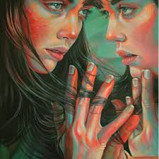 Double Portrait with Sister by Felice Casorati (1883–1963). He was an  Italian painter, sculptor, and designer, best known for his post-WWI  "Return to Order" movement works characterized by Symbolism, geometric  clarity, and