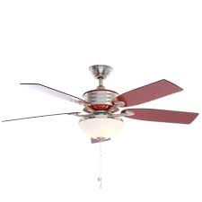 Hampton Bay Santa Cruz 52 In Indoor Brushed Nickel Ceiling Fan With Red Accents And Light Kit Ag712 Bn Rd Brushed Nickel Ceiling Fan Ceiling Fan Accent Ceiling