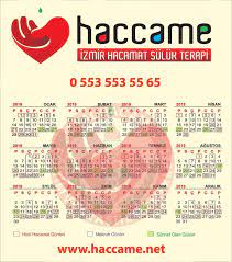 2019 Hacamat Takvimi Terapi Bilgi Saglik