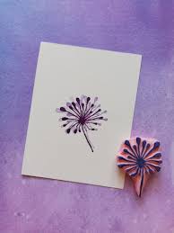 Dandelion Rubber Stamp For Bullet Journal Wild Flower Etsy Hand Carved Stamps Fabric Stamping Paper Lovers