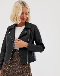 New Look Leather Look Biker Jacket In Black Asos Leather Look Jackets Faux Suede Biker Jacket Biker Jacket