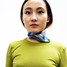 1970 Print Silk Pocket Square blue/white/green — Amelia Graham London