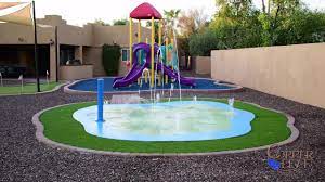 Splash pads are a safe, affordable, and exciting enhancement to your day care center, home owners association, community shopping center, amusement facility, hotel or even your own think a splash pad might be right for your project? Splash Pad Design Construction In Phoenix Az Copper Leaf Pools