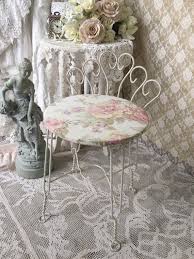 Shabby Metal Twisted Iron Vanity Chair Ice Cream Chair Sweetheart Chair White Metal Pink Roses Cafe Chai Vanity Chair Sweetheart Chair Painted Metal Chairs