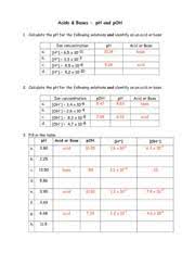 Acids, bases, and conjugates, miscellaneous 1. Acids Bases 2 Key Acids Bases Ph And Poh 1 Calculate The Ph For The Following Solutions And Identify As An Acid Or Base Ion Concentration A B C D Ph Course Hero