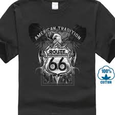 American Tradition Route 66 Eagle Biker Hotrod Road Enthusiast Mens T Shirt