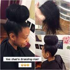 Shoulder length weave hairstyle looks very simple yet. Weave Bun Hairstyle Bun Hairstyles Braided Hairstyles Natural Hair Bun Styles