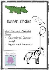 Animal Alphabet Chart Handwriting A Z Qld Cursive Script