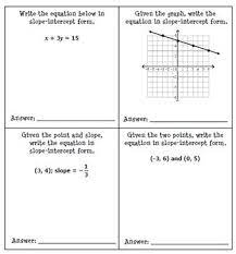 Writing Linear Equations Line Match Activity Writing Linear Equations Linear Equations Equations