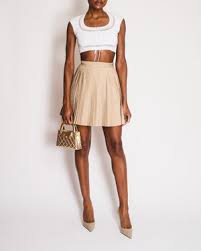 Pleated silk midi skirt