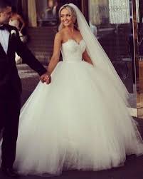 White Tulle And Lace Princess Wedding Dress Ball Gown With Lace Up Back Sweetheart Vestido De Ball Gowns Wedding Ball Gown Wedding Dress Perfect Wedding Dress