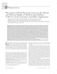 Under this new law, beginning in 2022, eligible employees working for employers of all sizes throughout connecticut will be entitled to up . Pdf The Impact Of Paid Maternity Leave On The Mental And Physical Health Of Mothers And Children A Review Of The Literature And Policy Implications
