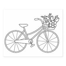 Bicycle With Flower Basket Coloring Page Rubber Stamp Zazzle Com In 2020 Simple Embroidery Embroidery Hoop Art Embroidery Patterns Vintage