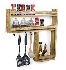 It has such a natural charm and is able to effuse any interior design setting with a warm, cozy look. Wall Mounted Burnt Wood 3 Tier Condiment Spice Rack With Kitchen Utensil Hooks Buy Wood Condiment Rack Wood Spice Rack Spice Rack With Kitchen Utensil Hooks Product On Alibaba Com