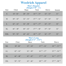 Woolrich Coat Size Chart
