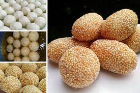 Kemudian golekkan diatas bijan goreng kuih bom dgn api sederhana selama 5 minit.sehingga kekuningan dan bolehah diangkat Resipi Kuih Bom Bijan Yang Sangat Mudah Sedap Malah Tidak Liat Walaupun Dimakan Ketika Sudah Sejuk Kuih Bom Food Fruit