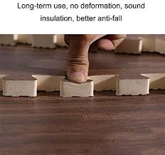 10' x 10' wood grain puzzle pieces. Outdoor Indoor Puzzle Exercise Mat With Interlocking Foam Tiles Light Dark Wooden Protective Flooring Mat With Border For Home Workout Light Maroon Amazon Ae