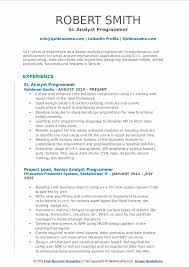 Analyst Programmer Resume Samples Qwikresume