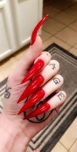 Hot Red Long Stiletto Nails Acrylic Nails Stiletto Long Stiletto Nails Red Stiletto Nails