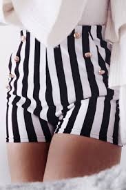 Black And White Striped Shorts Black And White Striped Shorts With Gold Button Detailing Joseline Striped Shorts Outfit Fashion Clothes Women Black And White Shorts