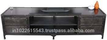 The doors swing on welded hinges and are removable for easy transport. Modern Industrial Media Cabinet Industrial Tv Stand With Drawers Furniture