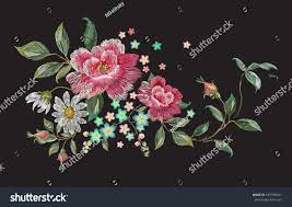 Download the free graphic resources in the form of png, eps, ai or psd. Embroidery Fashion Floral Pattern With Roses And Chamomiles Vector Traditional Embroidered Bouquet With Flowe Vector Pattern Embroidery Fashion Floral Pattern