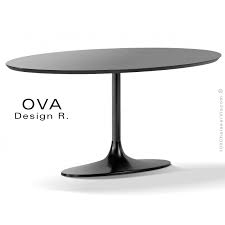 Stoere ovale houten tafel eetkamertafel vergadertafel industrieel loft retro, wooden diningtable oval conference table loft metal. Table Ovale Design Ova Pied Central Type Trompette Pour Salle A Manger Ou Reunion