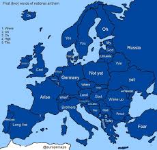 Physical map of europe we have added a physical map of europe to our collection. Map Of The First Words Of European National Anthems