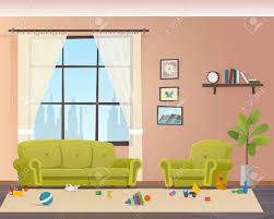 They will sort food into healthy and unhealthy categories, and describe their color. Baby Scattered Toys On Floor Messy Living Room Child Mess Space In Home Indoor Interior Untidy House Disorder Naugty Children Apartment Design Flat Cartoon Vector Illustration Royalty Free Cliparts Vectors And Stock